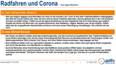 Was sagen Lungenmediziner zum Thema Radfahren und Corona? Dem ADFC Gütersloh war es wichtig, Einschätzungen von Medizinern vorzustellen.